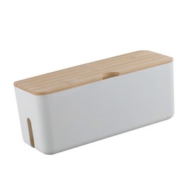 KOMBIUDA Charging Cable Storage Box Durable Plastic Cord Management Organizer with Cover for Keeps Cables Tidy Sight