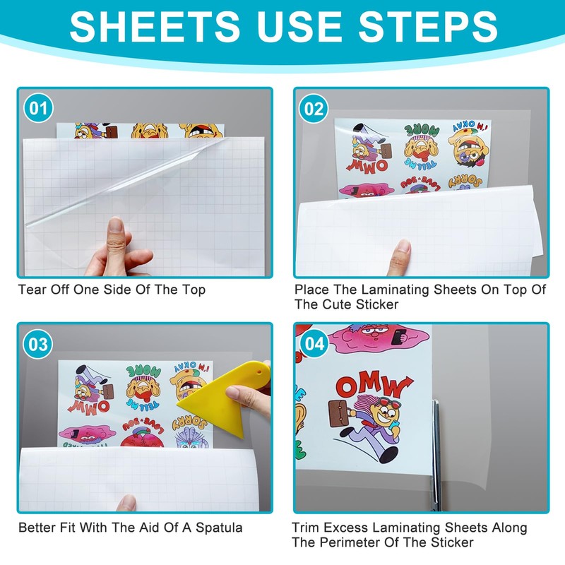 T&W SAME FILM 50 Pack Self Adhesive Laminating Sheets, 4mil,