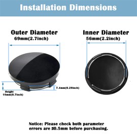 Car Wheel Center Cap Kit Outer 69mm 2.7 inches Inner 56mm 2.2 inches Compatible with A-di Rims Center Hub Caps Covers Wheel Caps, Wheel Center Cover Caps Decor Kit 4Pack Black