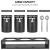 Yangbaga 3x63OZ Sugar Coffee Canisters with Shelf, 304 Stainless Steel