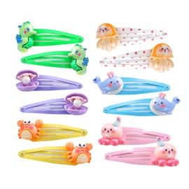 AACKS Hair Clip, Sea Animals Hair Accessories for Kids Teens, Dolphin Crab Sea Horse Octopus Hair Barrettes and Pins, 12 Count