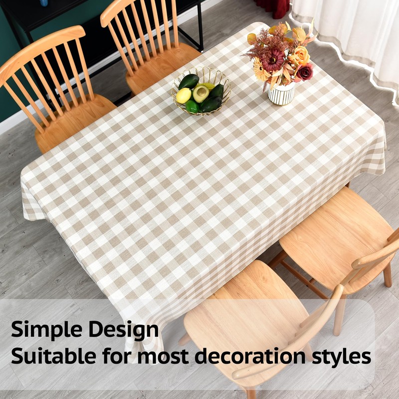 Yofori Heavy Duty Cotton Linen Tablecloth for Rectangular Tables Checkered