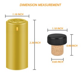 BGMAXimum PVC Heat Shrink Capsules - 40 Count Golden & Wine Bottle Cork Stoppers, Wine Preservation Set for Home Cellars