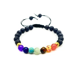 Lava (Chakra) Crystal Bracelet for Women Men - A+ Grade Adjustable 8mm Healing Crystal Stone Beaded Bracelet Pulseras Para Hombres Mujer Stocking Stuffers