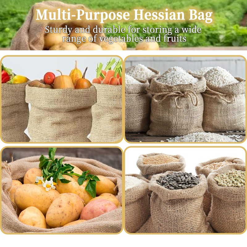 2PCS Large Hessian Potato Sack, Vegetable & Potato Storage Sack,