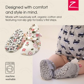Zutano Unisex Organic Cotton Baby Booties With Gripper Soles, Wildflowers, 18M