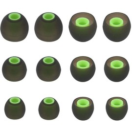 ALXCD Ear Tips Compatible with JBL Tune 125TWS Bluetooth Headphones, 6 Pairs S M L Sizes Replacement Silicone Earbud Tips, Compatible with JBL Tune 125TWS，Black/Green