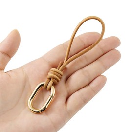 TANJUN, Car Key Chain, Carabiner, Leather, Braided Bicycle, Keychain, Stylish, Includes Key Ring, Men's, Women's, Leather, Lost Prevention, Popular, Unisex, gold