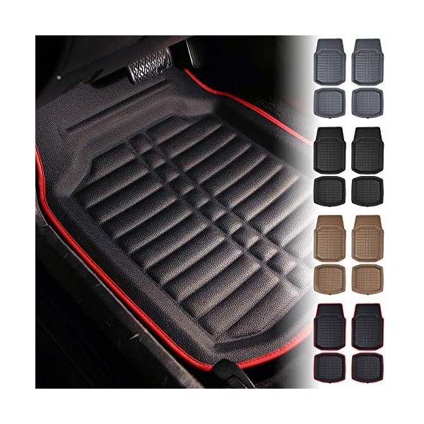 FH Group Tray Style Car Mats F14409REDBLACK Deep Tray All