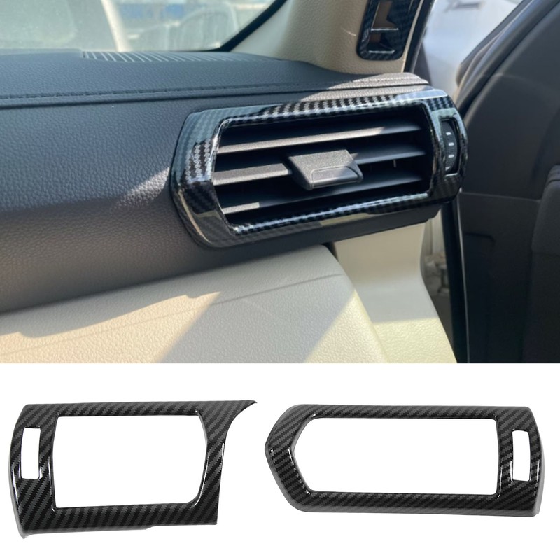 2pcs Air Conditioner Vent Outlet Trim Cover Carbon Fiber Interior