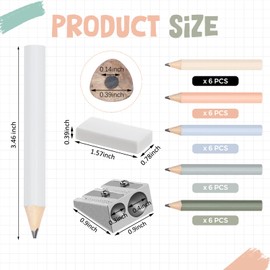 Marspark 30 Pcs Short Triangular Fat Pencils Bulk 3.5 Inch Wooden Triangular Jumbo Pencils with Sharpener and 2 Erasers for Preschoolers, Kindergarten, Toddlers, Beginners and School(Fresh Colors)