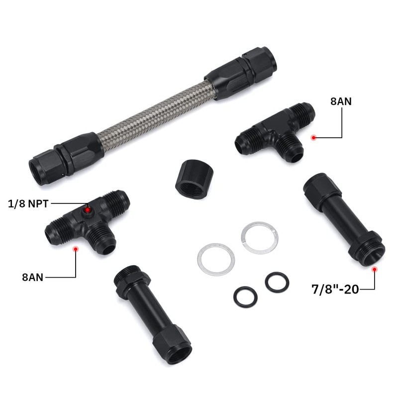 PQY Universal Black 8 AN Male Flare Dual Inlet 4150