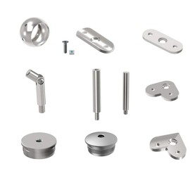 Sellon24® Stainless Steel Pipe Support Stainless Steel Ball Ring Joint Handrail Holder M8/M6 Pin Pipe Holder Post 42.4 Railing Stair Railing Connector Handrail Rail Pipe Support Stainless Steel Pipe