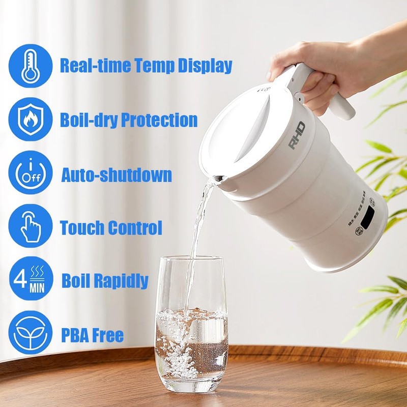 Foldable Travel Kettle, Small, Smart Camping Kettle, 0.7 L Portable