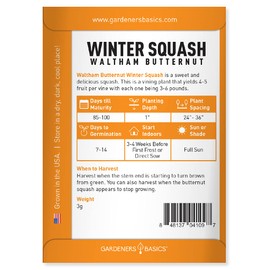 Gardeners Basics, Butternut Squash Seeds for Planting - Waltham Heirloom Non-GMO Winter Storage Vegetable Plant for Home Garden Vegetables Makes a Great Gift for Gardening