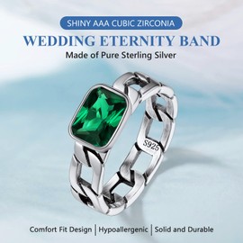 Plain Silver Chunky Dome Ring for Women Minimalist Cuban Link Stacking Band Ring Sparking CZ Accessories Size 10