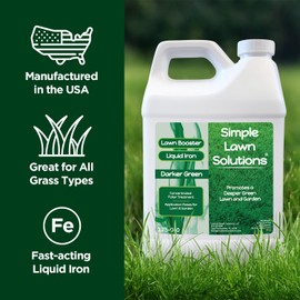 Simple Lawn Solutions - Liquid Iron Fertilizer Darker Green - Micronutrients - Concentrated Lawn Fertilizer for Turf Grass, Indoor Plants and Outdoor Garden - Half Gallon (64 Ounce)