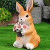 Solar Rabbit Statue Cute Handpainted Resin Bunny Statue Decor Rabbit