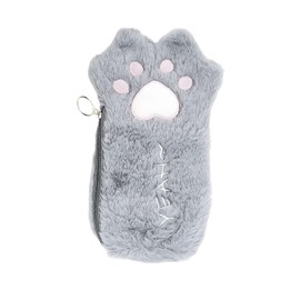 XIANFANG Cat Paw Plush Cosmetic Bag, Cute Pink and Gray Kawaii Design - Ideal for Makeup and Accessories