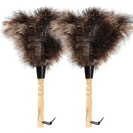 Ostrich Feather Duster Fluffy Natural Genuine Ostrich Feathers Eco-Friendly Reusable for Cleaning SuppliesColor: Model-14"-brown-10 Pieces