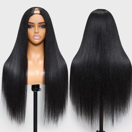 nadula 【24"=$150】Nadula EasiContour V Part Yaki & Kinky Straight Minimal Leave Out Glueless Curly Wig For Workwear Lover - Hair Type: Yaki straight 【Hot sale Upgrade EasiContour】, Length/inch: 16