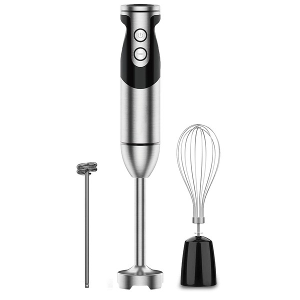 3-in-1 Immersion Hand Blender, Powerful MOTOR 12-Speed Stick Blender with Sturdy Titanium Plated Stainless Steel Blades