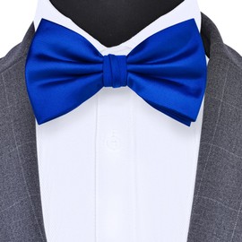 Branduce Royal Blue Bow Tie for Men Pre-tied Adjustable Silk Blend Bowties for Wedding Party (BB09-08)