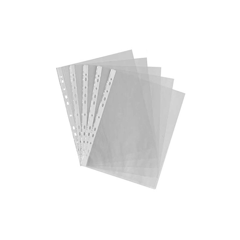 100 X A4 Clear Plastic Punch Punched Pockets FOLDERS Filing