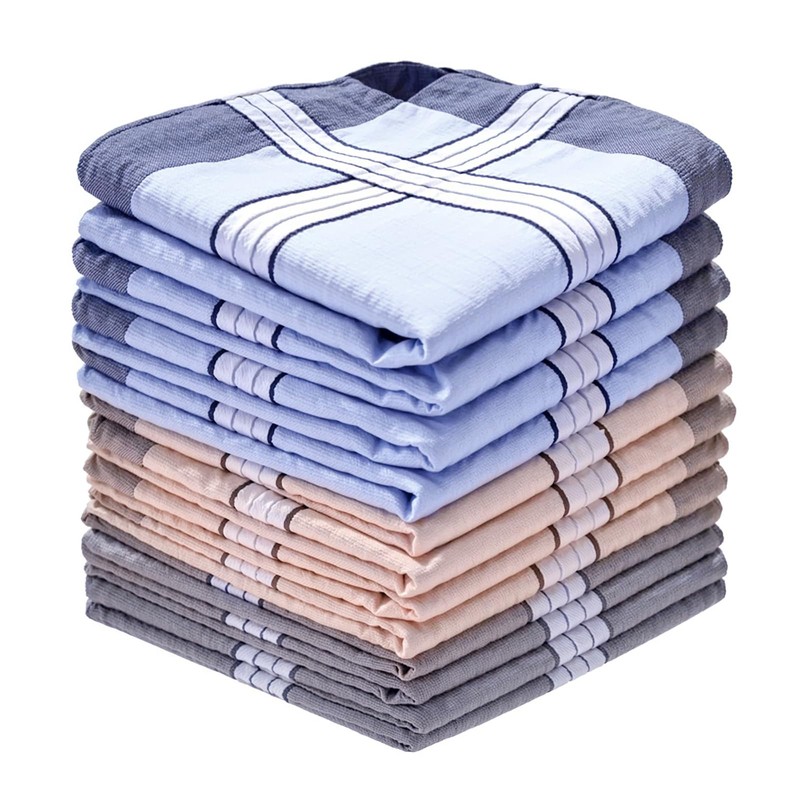 Men's Handkerchief, Cotton, Businessman, Handkerchief, Set of 12, 15.7 x