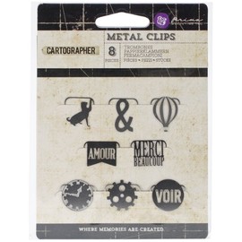 Prima Marketing 369005 Cartographer Metal Paper Clips, 8-Pack