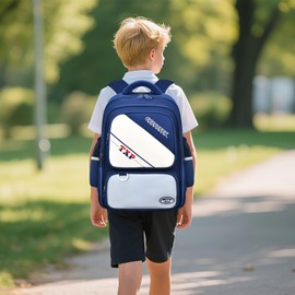 Amythe School Backpack Girls Boys Ergonomic 1-5th Class with Chest Strap, 2025 Backpack School Children 6-12 Years School Bag with Reflective 19L-1233, blue, M, Rucksack Backpacks