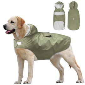 Idepet Raincoat for Dogs with Collar Hole Waterproof Reflective Windproof Poncho Rain Jacket with Hood Dog Rain Cover for Small Medium and Large Dogs