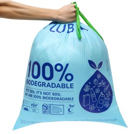 YUUBAO 100% Home CompostableTall Kitchen Garbage Bag 13 Gallon Size, Thickened 13 gallon Trash Bag, Break Resistant Drawstring Closure, Continuous Odor Control, Blue, Lavender Odor, 90 bags
