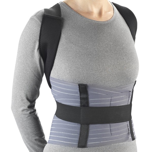 OTC Medical Posture Brace with Rigid Stays, Spinal Curve, Back Lumbar and Neck Support, Medium, Black