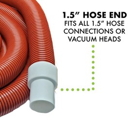 Primal Accessories PRAC-0215050 Commercial Grade 1.5" Heavy Duty Vacuum x 50' Feet Long with Hose Swivel, Red