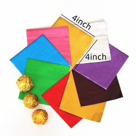 400 Sheets Gold Tin Foil Candy Wrappers, 4x4" Chocolate Bar Wrappers,Frosted Foil Nonstick Caramel Wrappers,Aluminum Individual Packaging for Mother's Day Birthday Wedding Christmas Party Favor