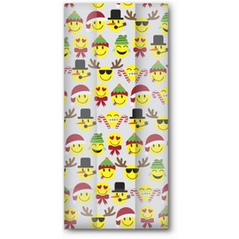 Jillson Roberts 48-Count Large Printed Clear Christmas Cello Bags with Twist Ties Available in 15 Designs, Holiday Emoji