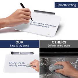 TSJ OFFICE Small Desktop Whiteboard - Glass Dry Erase Board 8 X 6 Inches Tabletop Easel Whiteboard with Stand, Desk Board Buddy for Artist, Teacher and Student