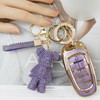 Rayslesan Cute Key Fob Cover with Rhinestone Bear Charm, Bling