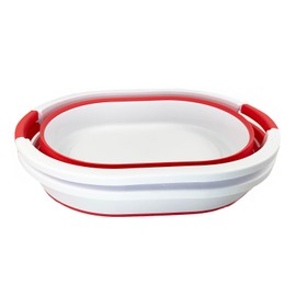 SAMMART 23L (6 gallon) Collapsible Plastic Laundry Basket - Foldable Pop Up Storage Container/Organizer - Portable Washing Tub - Space Saving Hamper/Basket (2, White/Coral Pink)