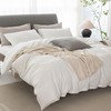 ELIMMO Duvet Cover Set Linen Texture 100% Cotton Fabric Durable