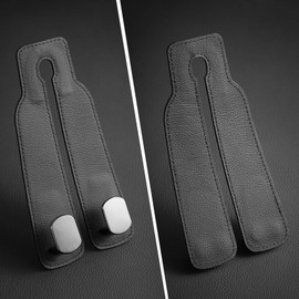Jayanes Genuine Leather Car Seat Hooks for Headrest - Flexible Car Seat Back Storage Hook for Purses and Bags, Upgraded Car Purse Hook Holder Hanger Organizer for Head Rest (Black-2 Pack)