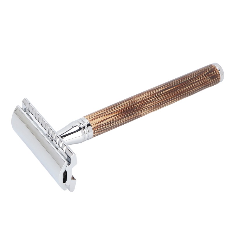 Double Edge Safety Razor Men Travel Portable Zinc Alloy Bamboo