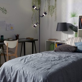 O’Bright Ash - 3-Light LED Tree Floor Lamp, Dimmable 3-Head LED, Multidirectional Standing lamp, Adjustable Multi-Shade, Swivel Cone Floor Lamp for Living Room, Bedroom, Black