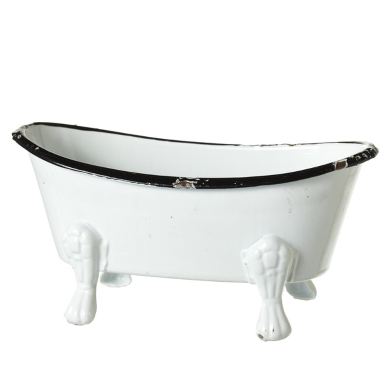 Black and White Bathtub Metal 5.5 x 2.75 Decorative Counterop