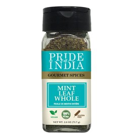 Pride of India - PACK of 6 - Mint Leaf Whole – Cut & Sifted for Convenience of Use – Good for Culinary Uses – Ideal for Tea/Beverages – Easy to Use – 1 oz. Small Dual Sifter Bottle
