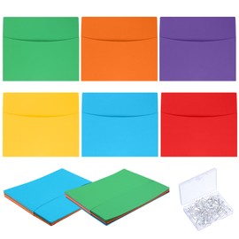 24 Pcs Oversized Wall Pockets 10 x 12 Inches 6 Colors Assortment Hanging Wall File Folder Organizer for Classroom Bulletin Boards Office Home Studying (Bright Color)