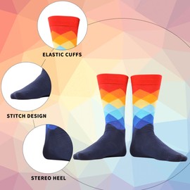 WeciBor Men's Dress Cool Colorful Fancy Novelty Funny Casual Combed Cotton Crew Socks 12 Pairs In Set, Eu0052-04, L
