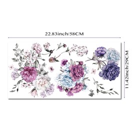 astrkiz Large Rub on Transfers for Furniture Decals, Watercolor Floral Furniture Transfers Rub on Nightstand Decoration UV DTF Transfer Stickers, Rub on Transfer Stickers for Table, Vintage Peony