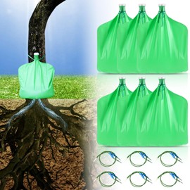 Tioncy 6 Pack Tree Watering Bags with Dual Adjustable Outlets - 10.5 Gallon Precision Irrigation System Slow Release Water Bags for Small/Medium Trees, Leakproof & Overwatering Risk
